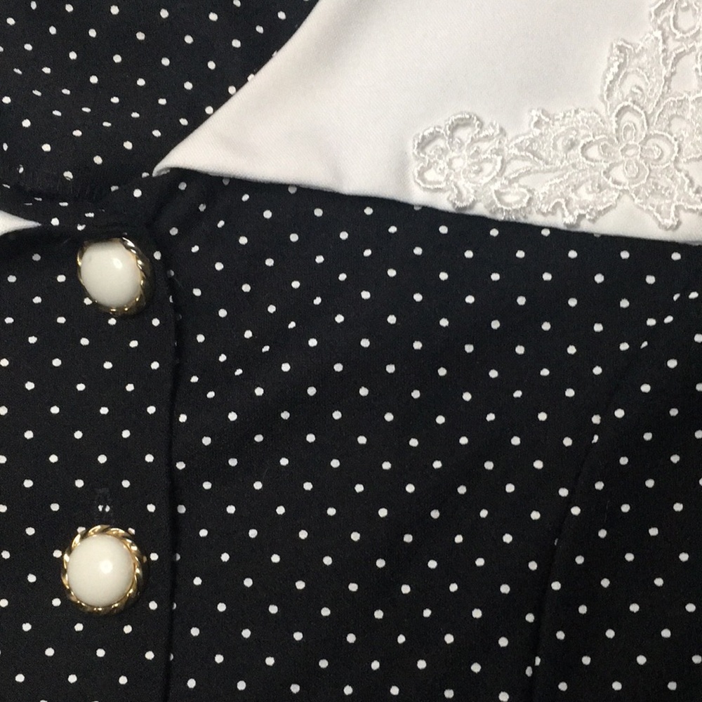 Vtg Polka Dot Button Down Blouse - image 3